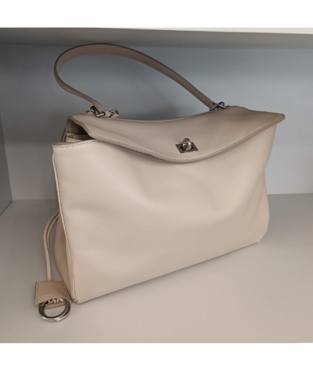 BALENCIAGA Бежевая кожаная сумка через плечо, фото 2