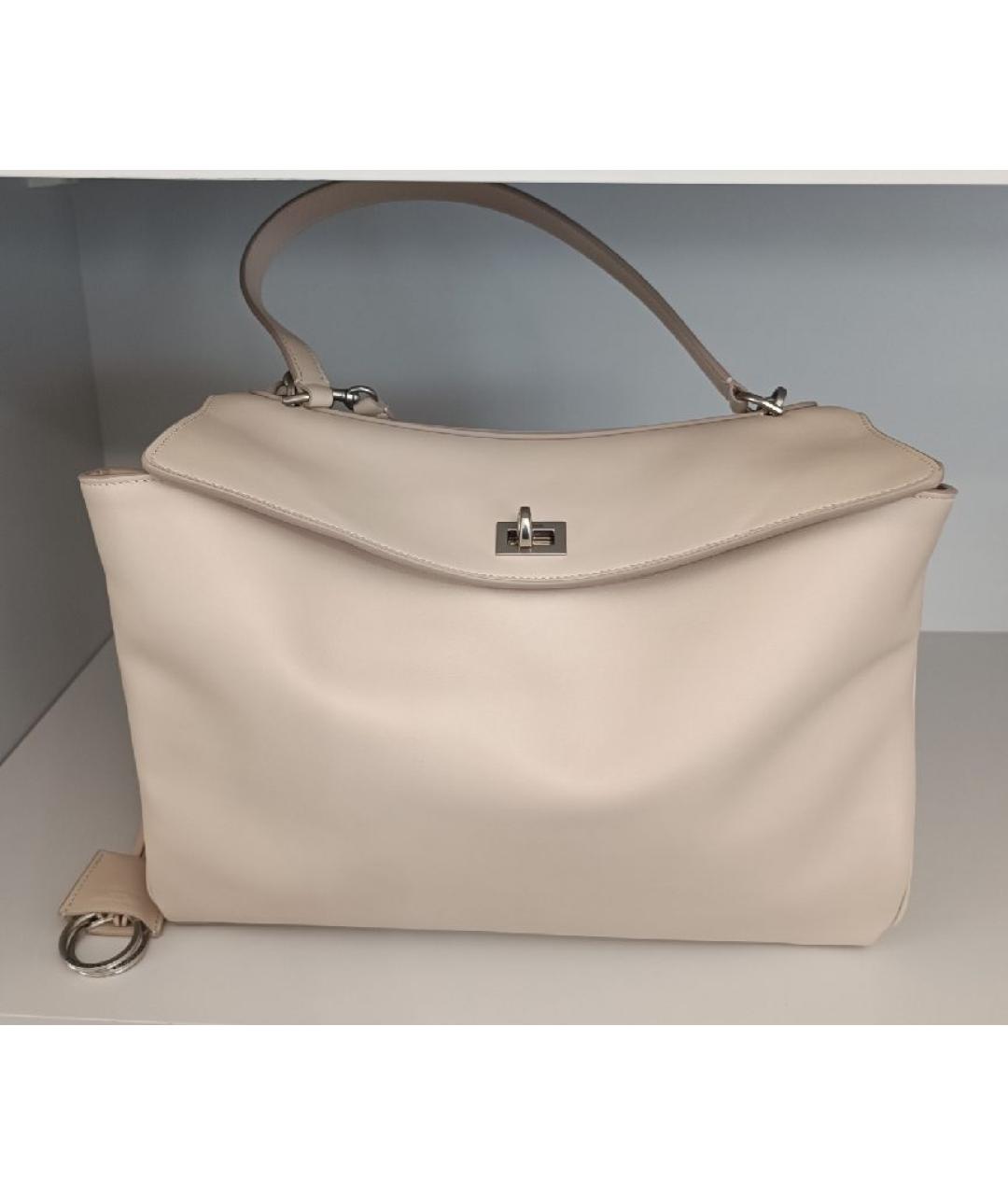 BALENCIAGA Бежевая кожаная сумка через плечо, фото 7