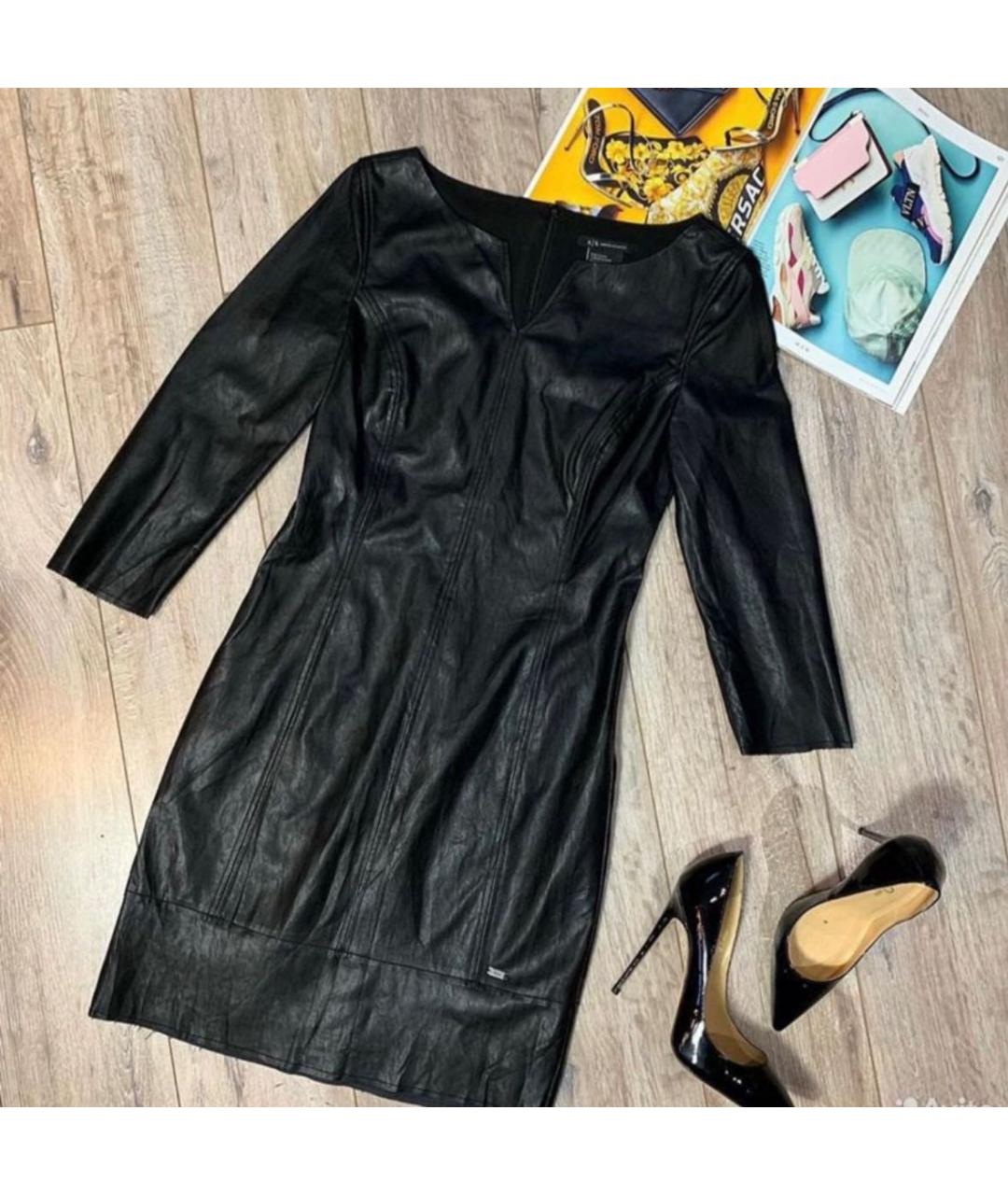 ARMANI EXCHANGE Черное полиуретановое повседневное платье, фото 3