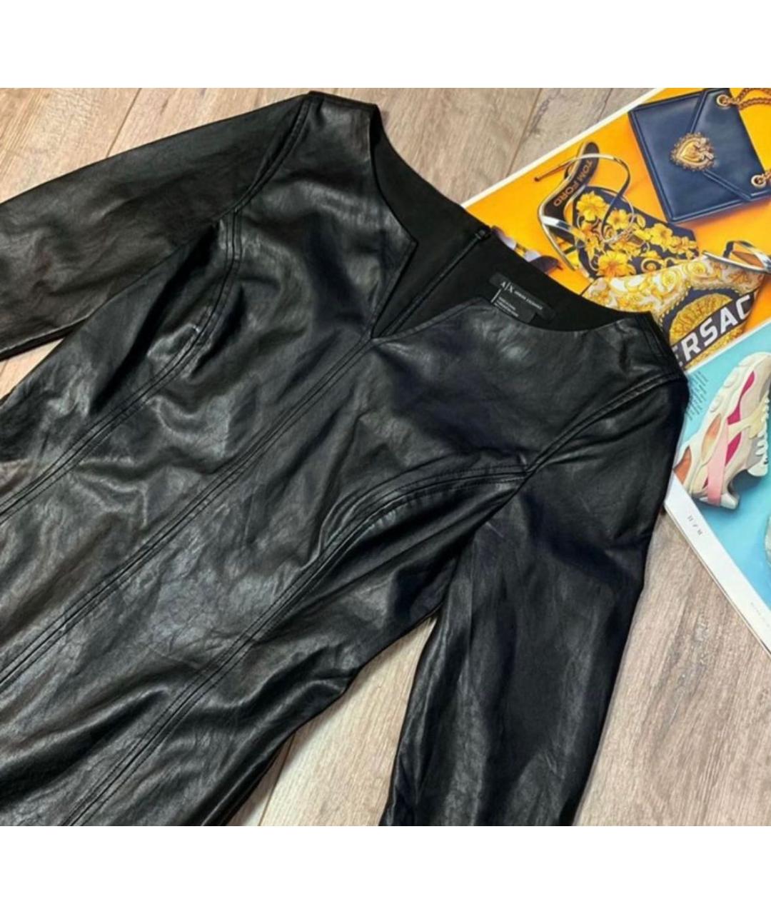 ARMANI EXCHANGE Черное полиуретановое повседневное платье, фото 7