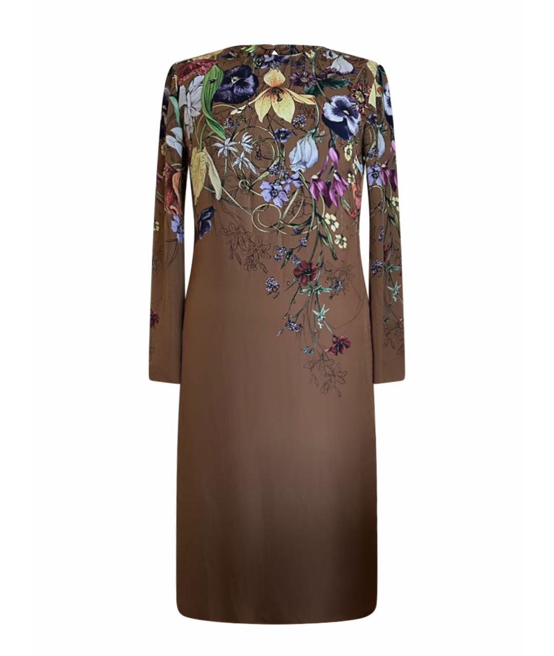 GUCCI Коричневое шелковое повседневное платье, фото 1