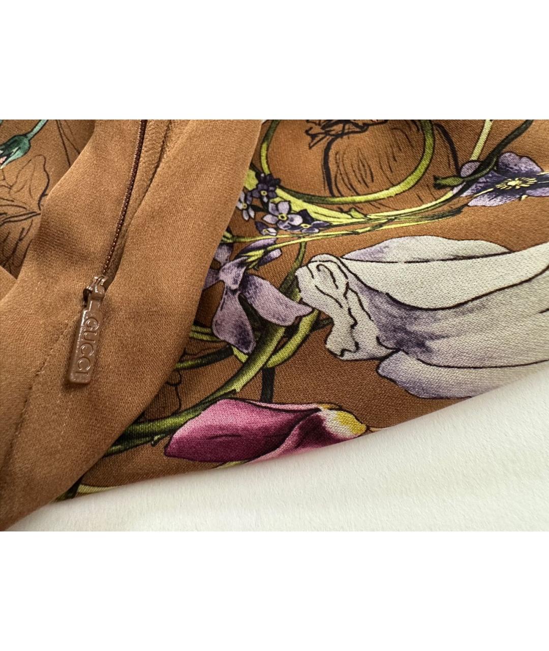 GUCCI Коричневое шелковое повседневное платье, фото 8