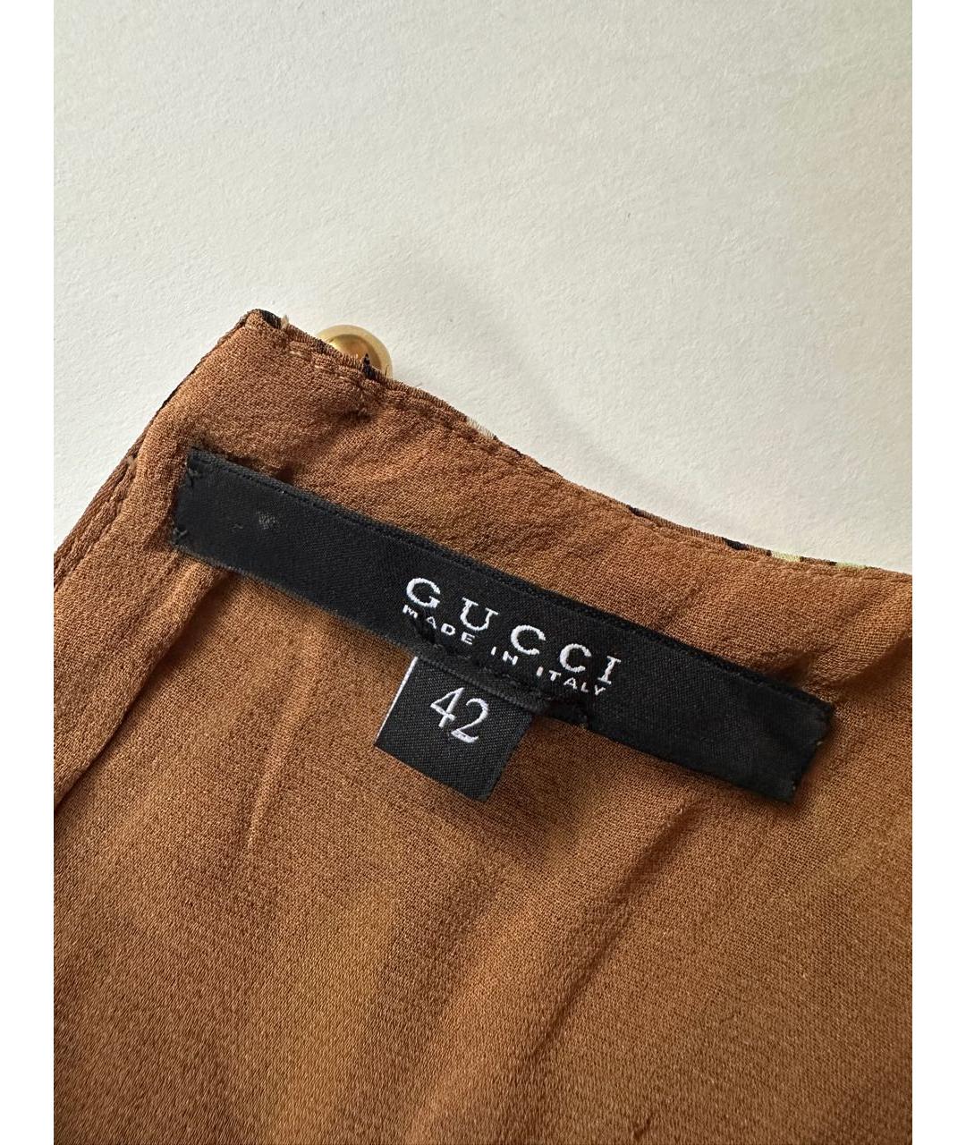 GUCCI Коричневое шелковое повседневное платье, фото 5