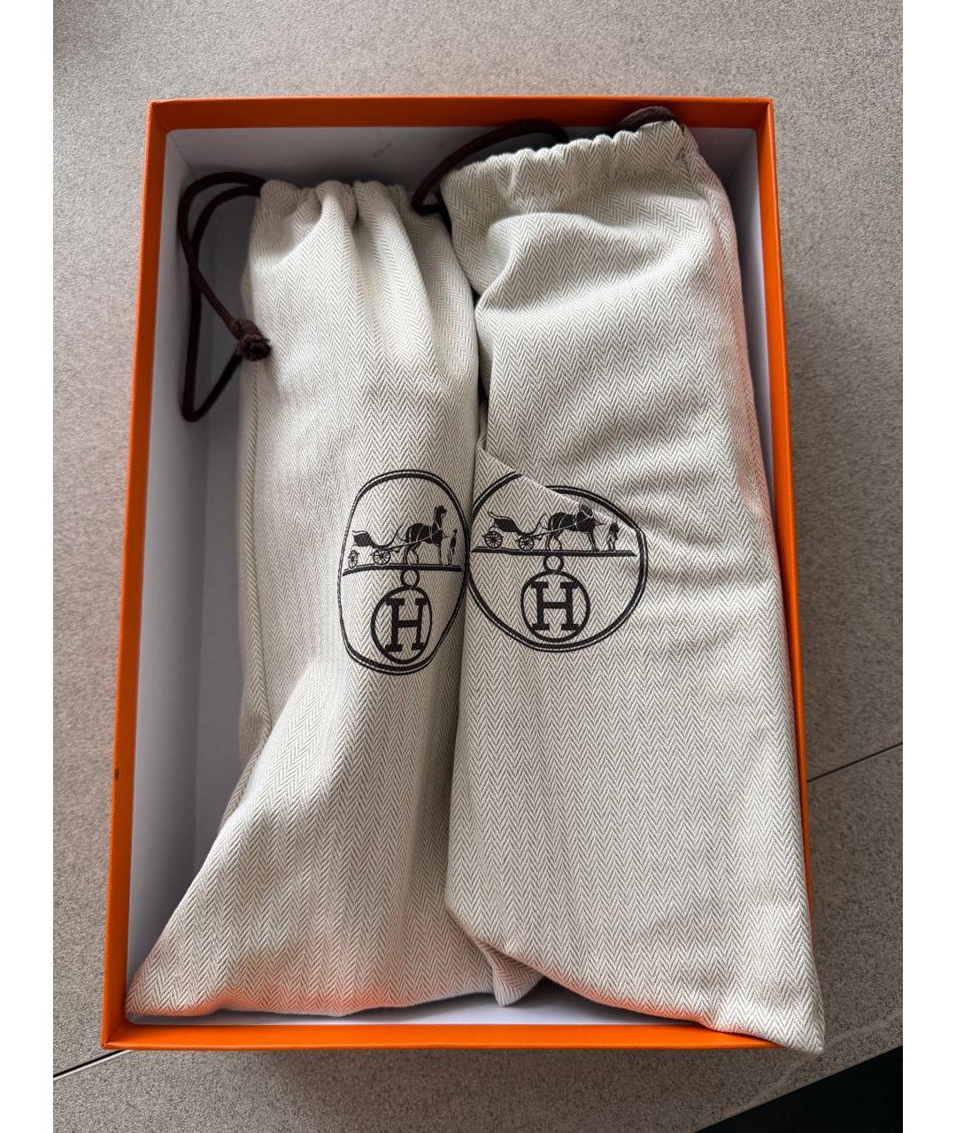 HERMES Черные кожаные шлепанцы, фото 4