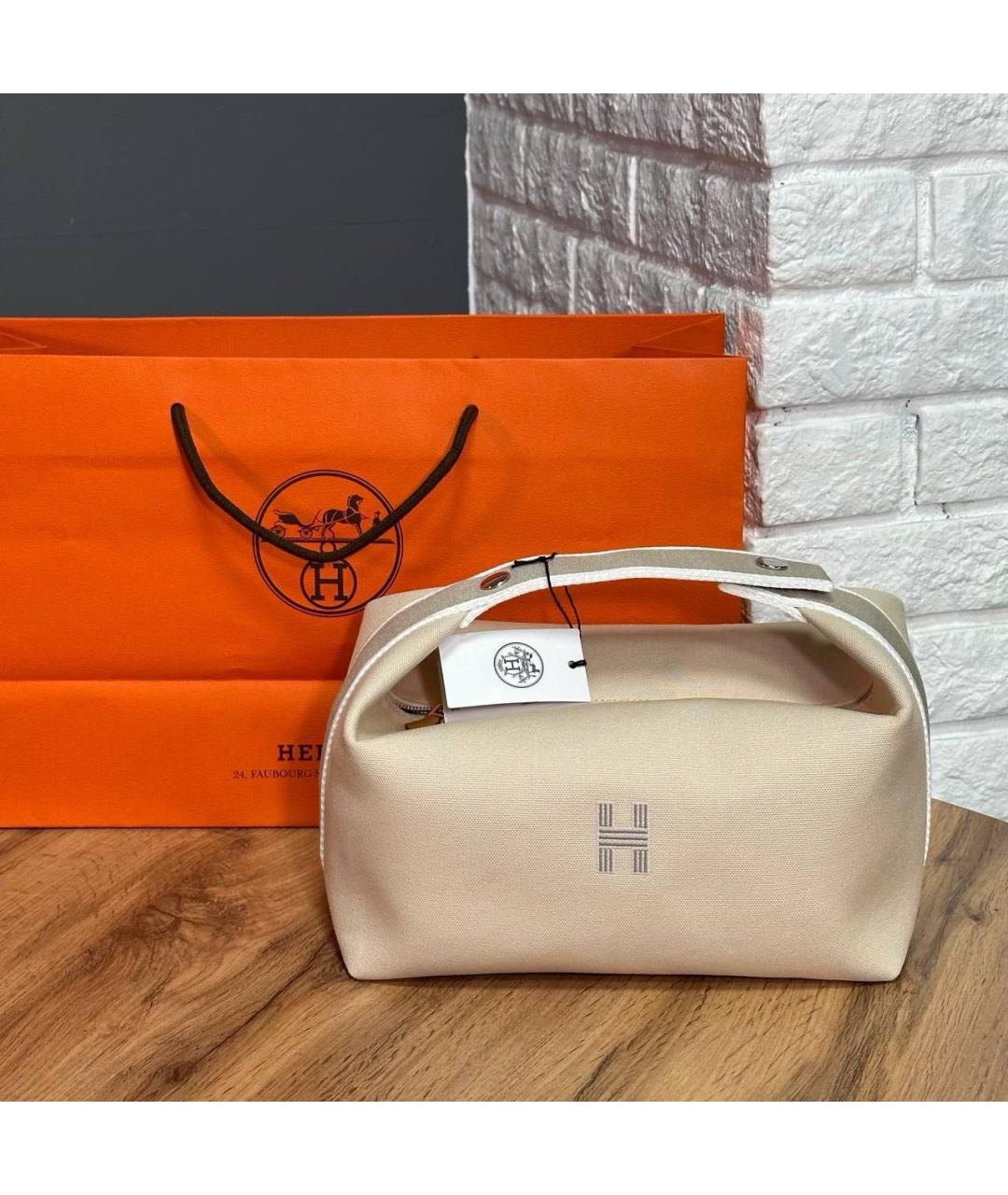 HERMES Бежевая косметичка, фото 2