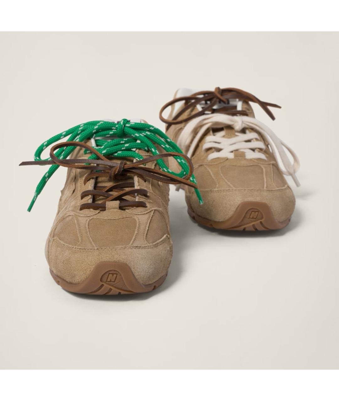 MIU MIU Бежевые замшевые кроссовки, фото 2