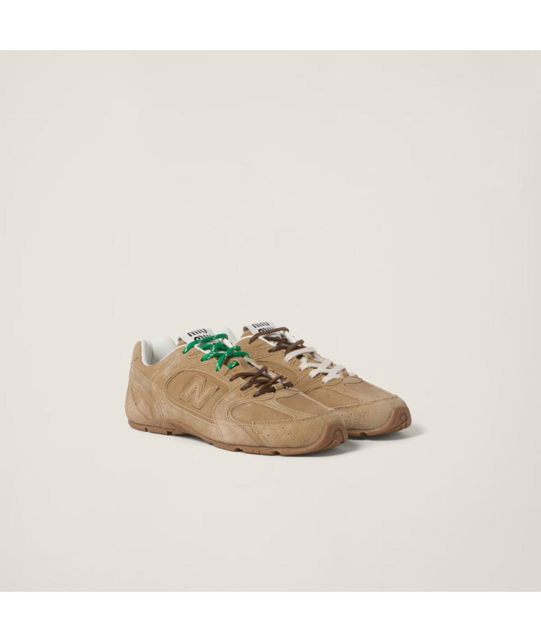 MIU MIU Бежевые замшевые кроссовки, фото 7