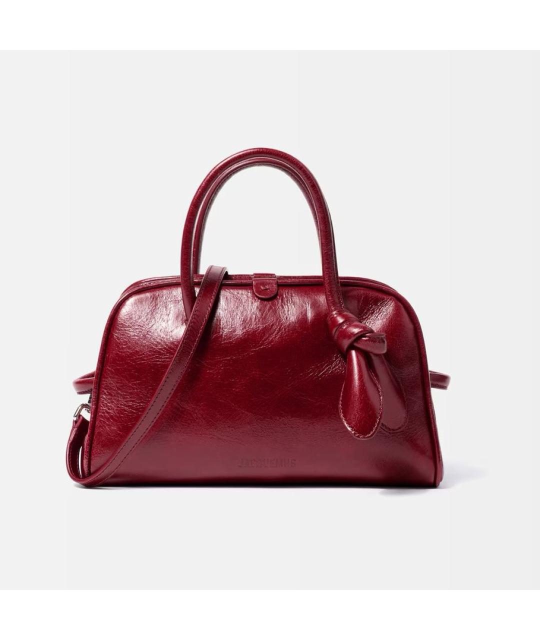 JACQUEMUS Бордовая кожаная сумка с короткими ручками, фото 6