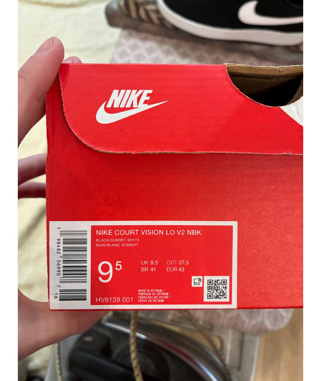 NIKE Черные низкие кроссовки / кеды из искусственной кожи, фото 5