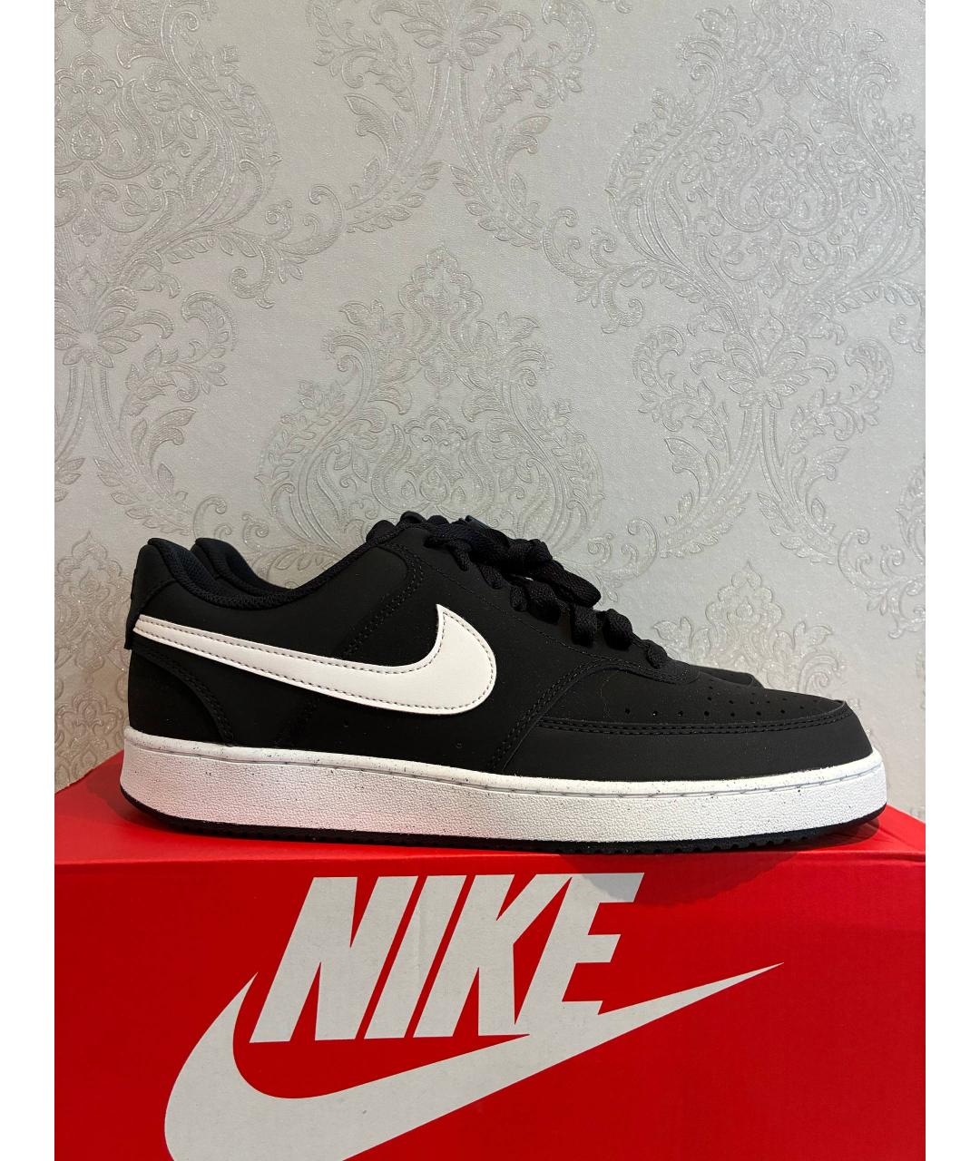 NIKE Черные низкие кроссовки / кеды из искусственной кожи, фото 6