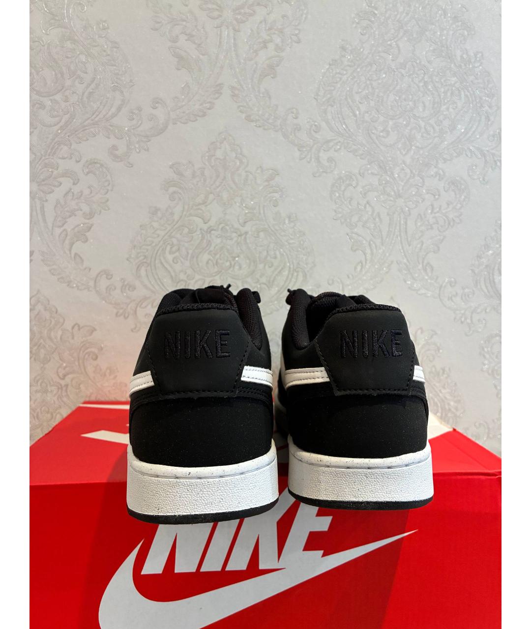 NIKE Черные низкие кроссовки / кеды из искусственной кожи, фото 4