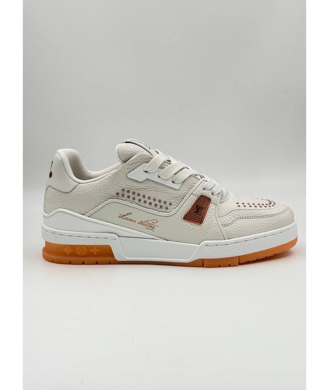 LOUIS VUITTON Белые кожаные кроссовки, фото 9