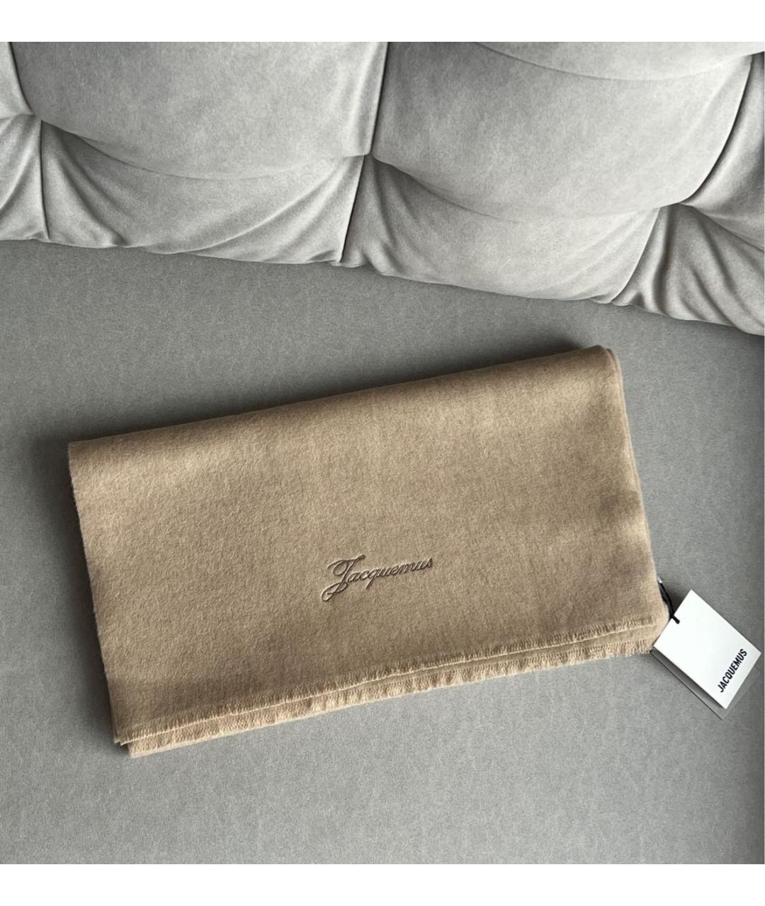 JACQUEMUS Бежевый шерстяной шарф, фото 2