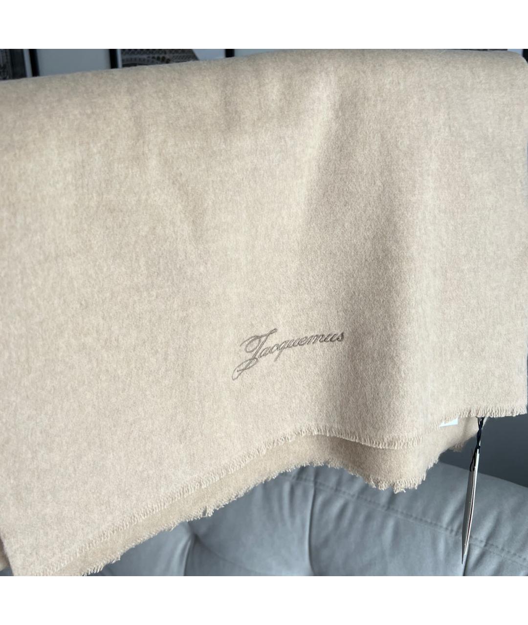 JACQUEMUS Бежевый шерстяной шарф, фото 3