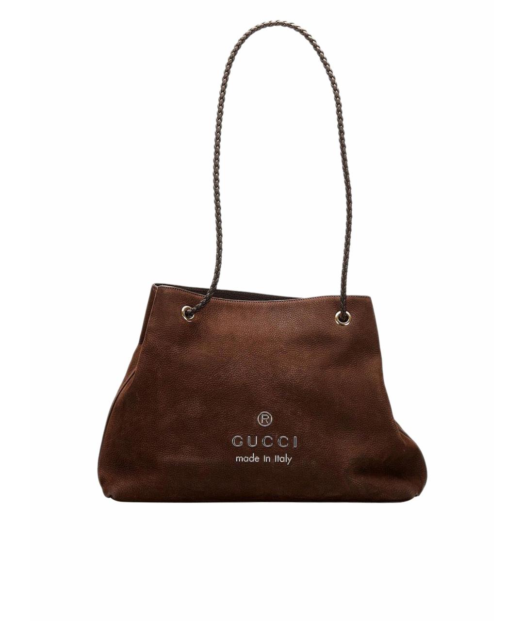 GUCCI Коричневая замшевая сумка через плечо, фото 1