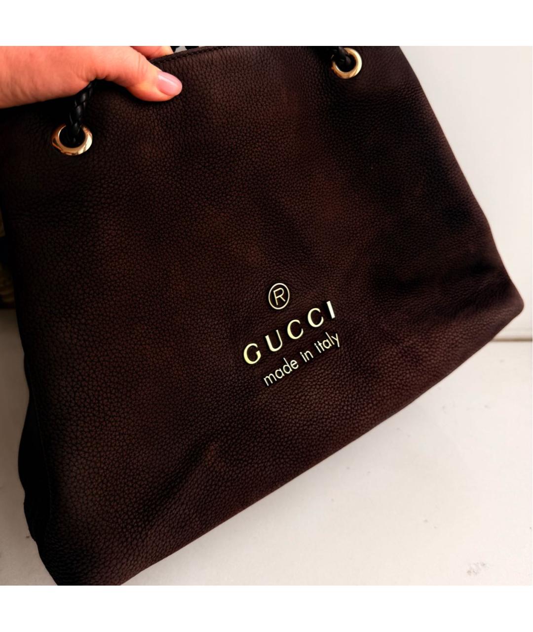 GUCCI Коричневая замшевая сумка через плечо, фото 7