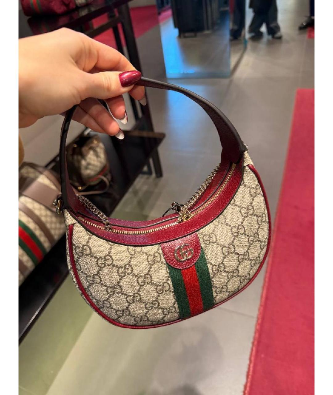 GUCCI Бордовая кожаная сумка с короткими ручками, фото 5