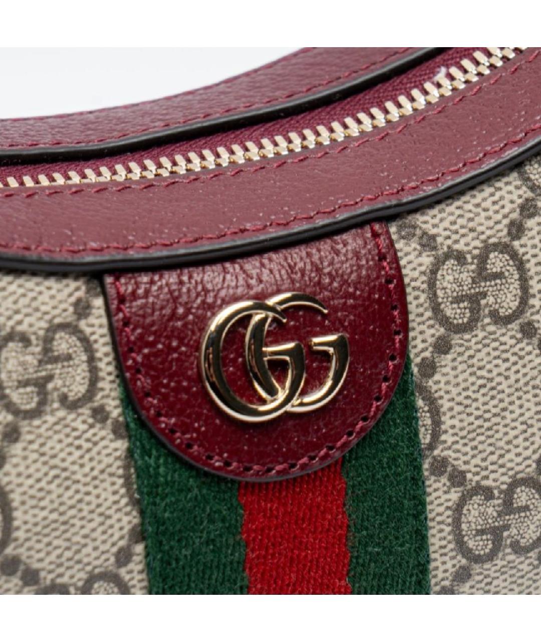 GUCCI Бордовая кожаная сумка с короткими ручками, фото 2