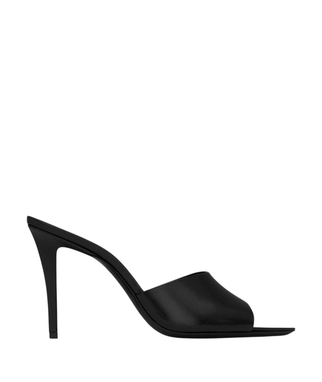 SAINT LAURENT Черные кожаные мюли, фото 1