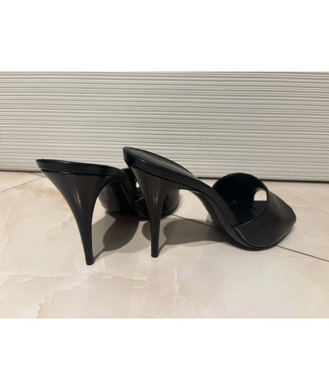 SAINT LAURENT Черные кожаные мюли, фото 4