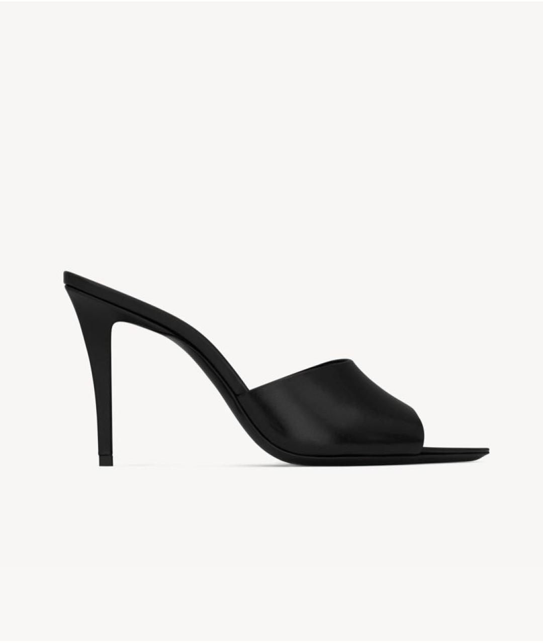 SAINT LAURENT Черные кожаные мюли, фото 6