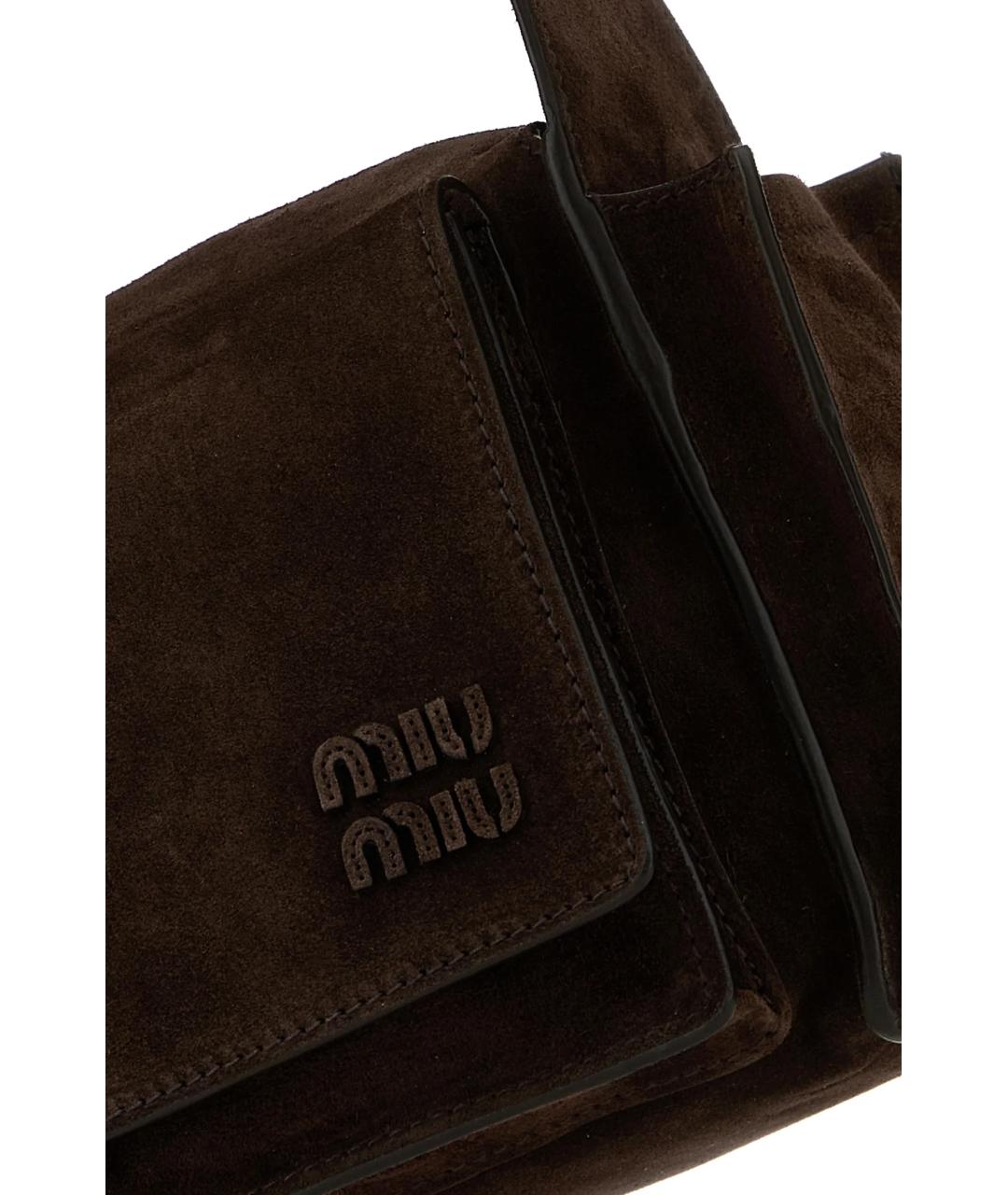 MIU MIU Коричневая замшевая сумка через плечо, фото 4