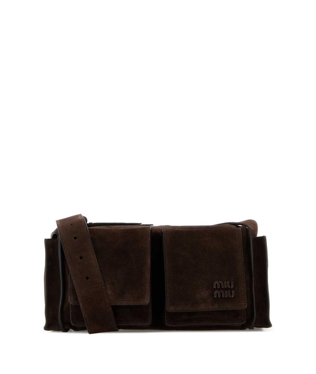 MIU MIU Коричневая замшевая сумка через плечо, фото 1