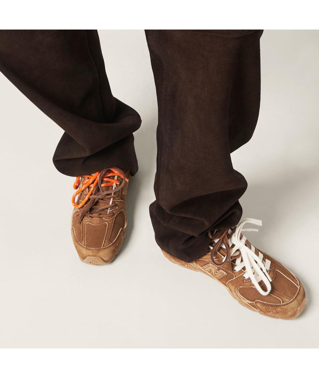 MIU MIU Коричневые замшевые кроссовки, фото 8