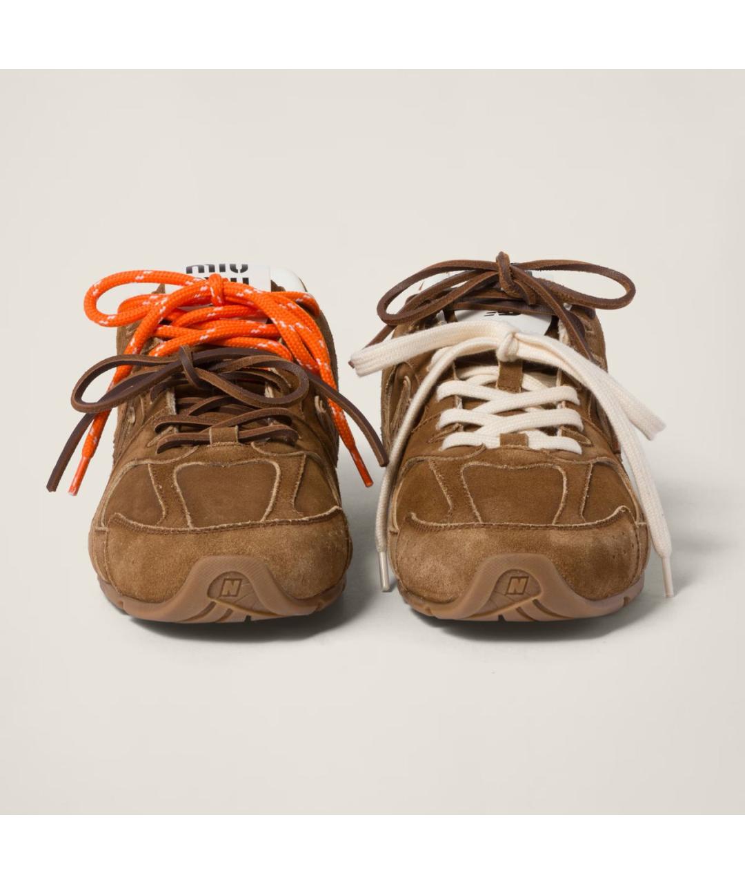 MIU MIU Коричневые замшевые кроссовки, фото 2