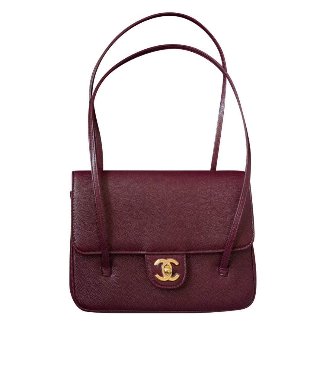 CHANEL Бордовая кожаная сумка с короткими ручками, фото 1