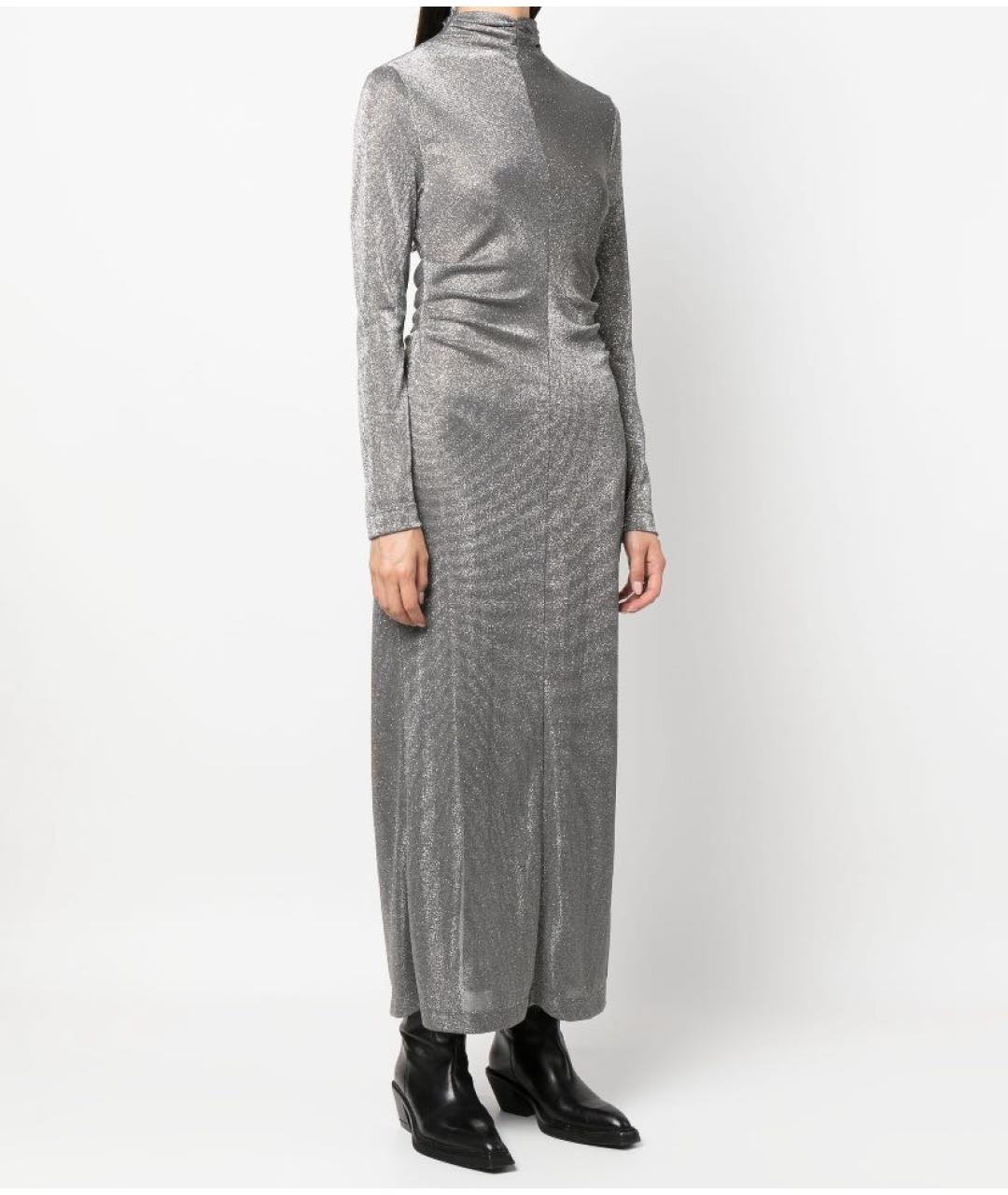 MSGM Серебряное полиамидовое вечернее платье, фото 7