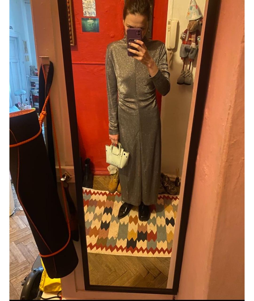 MSGM Серебряное полиамидовое вечернее платье, фото 6