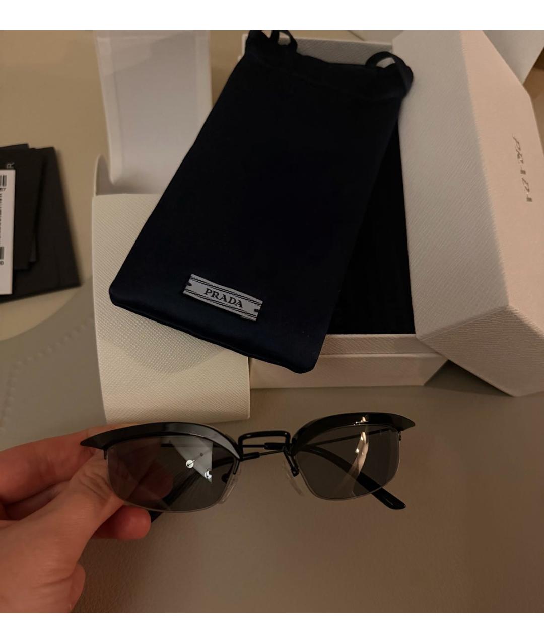 PRADA Черные металлические солнцезащитные очки, фото 5