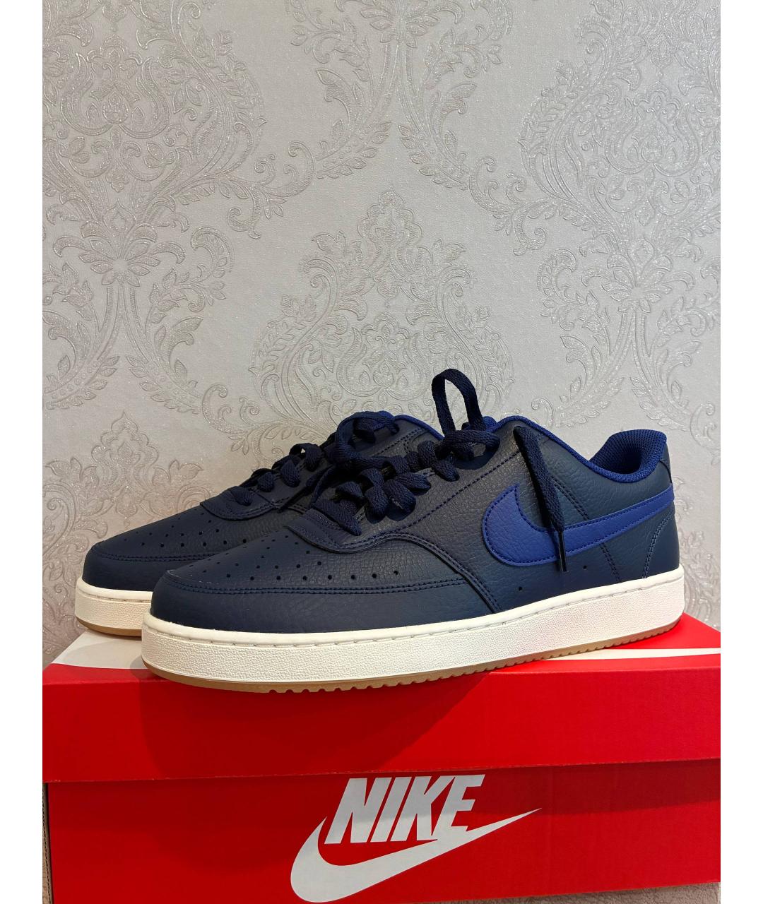 NIKE Синие низкие кроссовки / кеды из искусственной кожи, фото 2