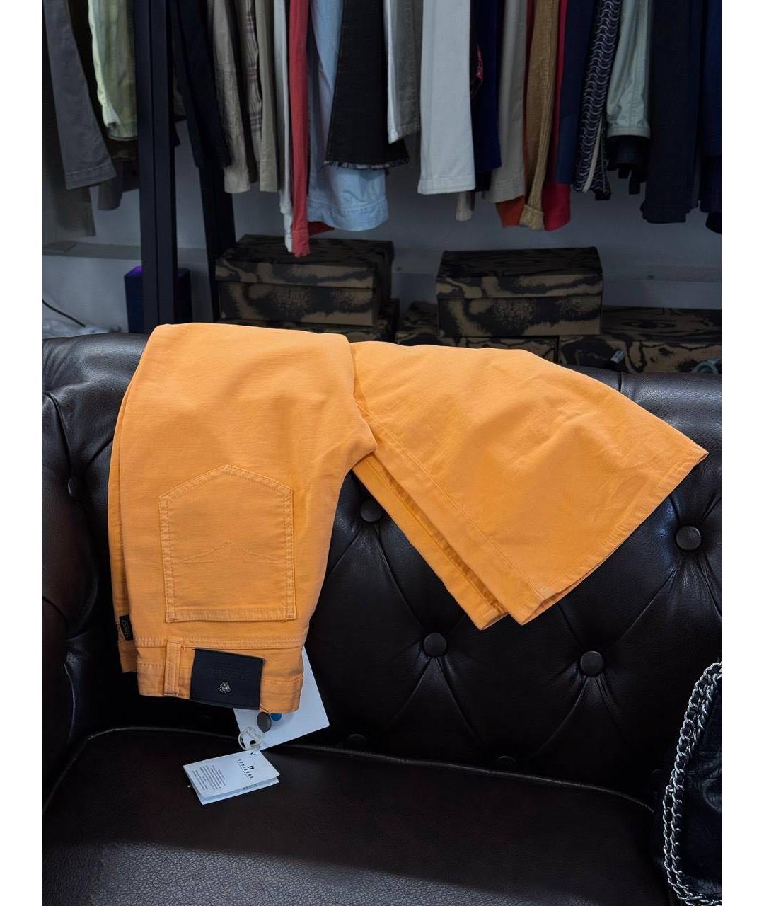VERSACE JEANS COUTURE Оранжевое хлопковые прямые брюки, фото 3