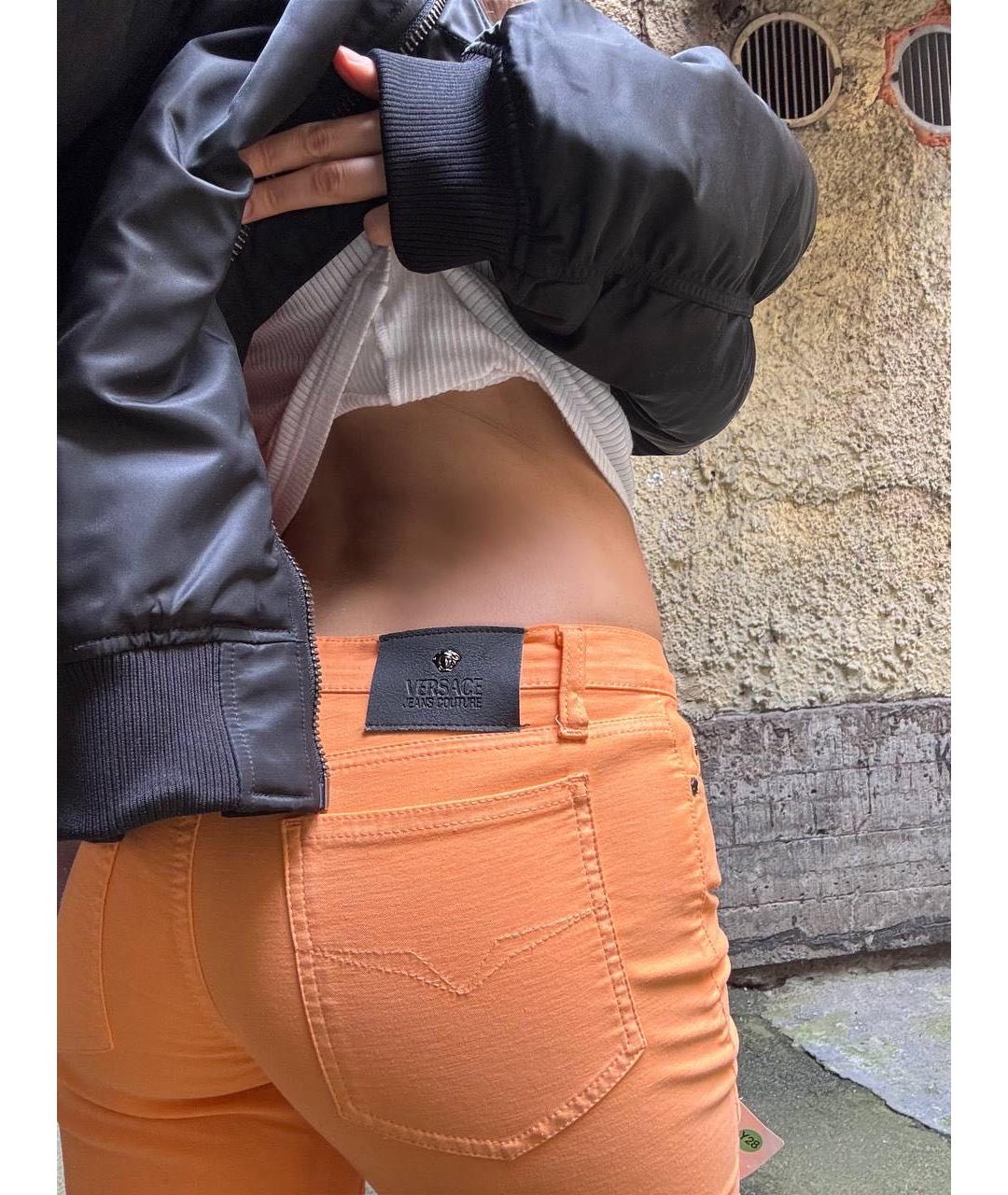 VERSACE JEANS COUTURE Оранжевое хлопковые прямые брюки, фото 5