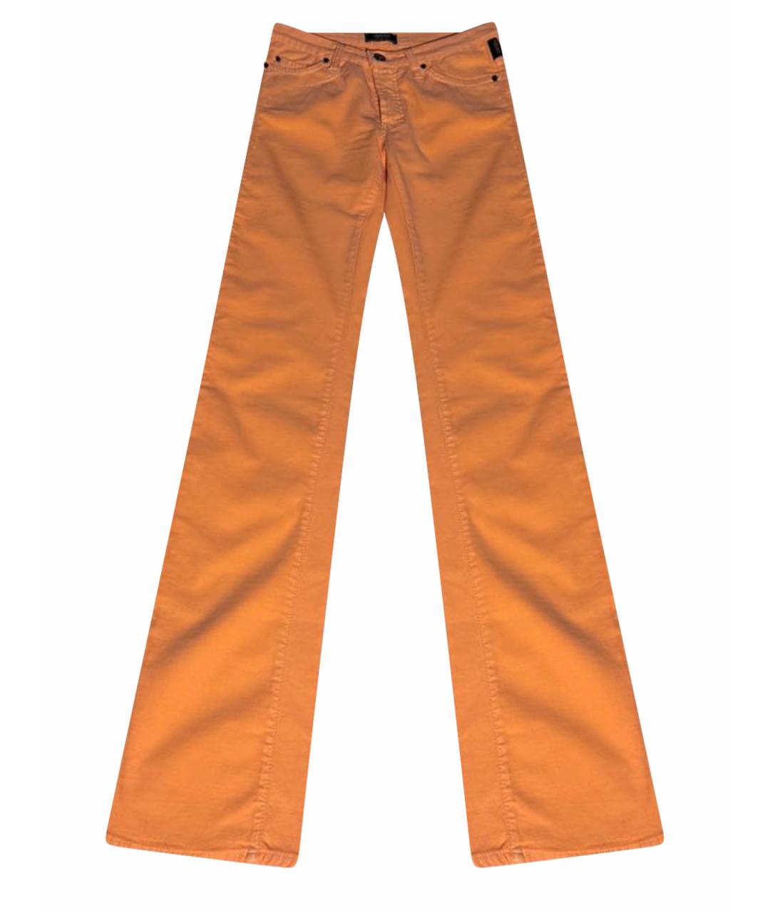 VERSACE JEANS COUTURE Оранжевое хлопковые прямые брюки, фото 1