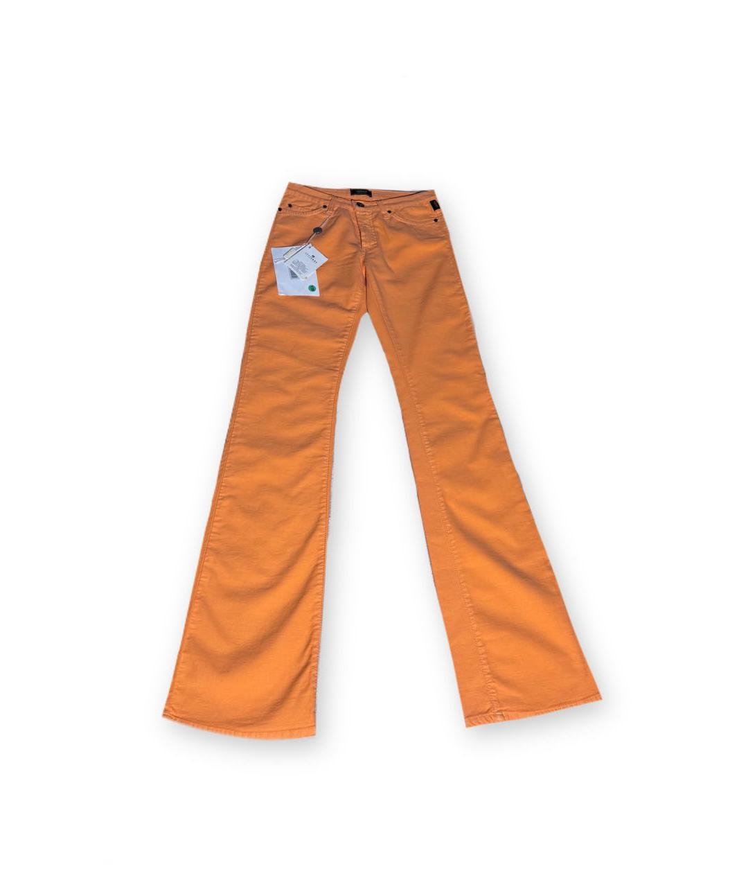 VERSACE JEANS COUTURE Оранжевое хлопковые прямые брюки, фото 8