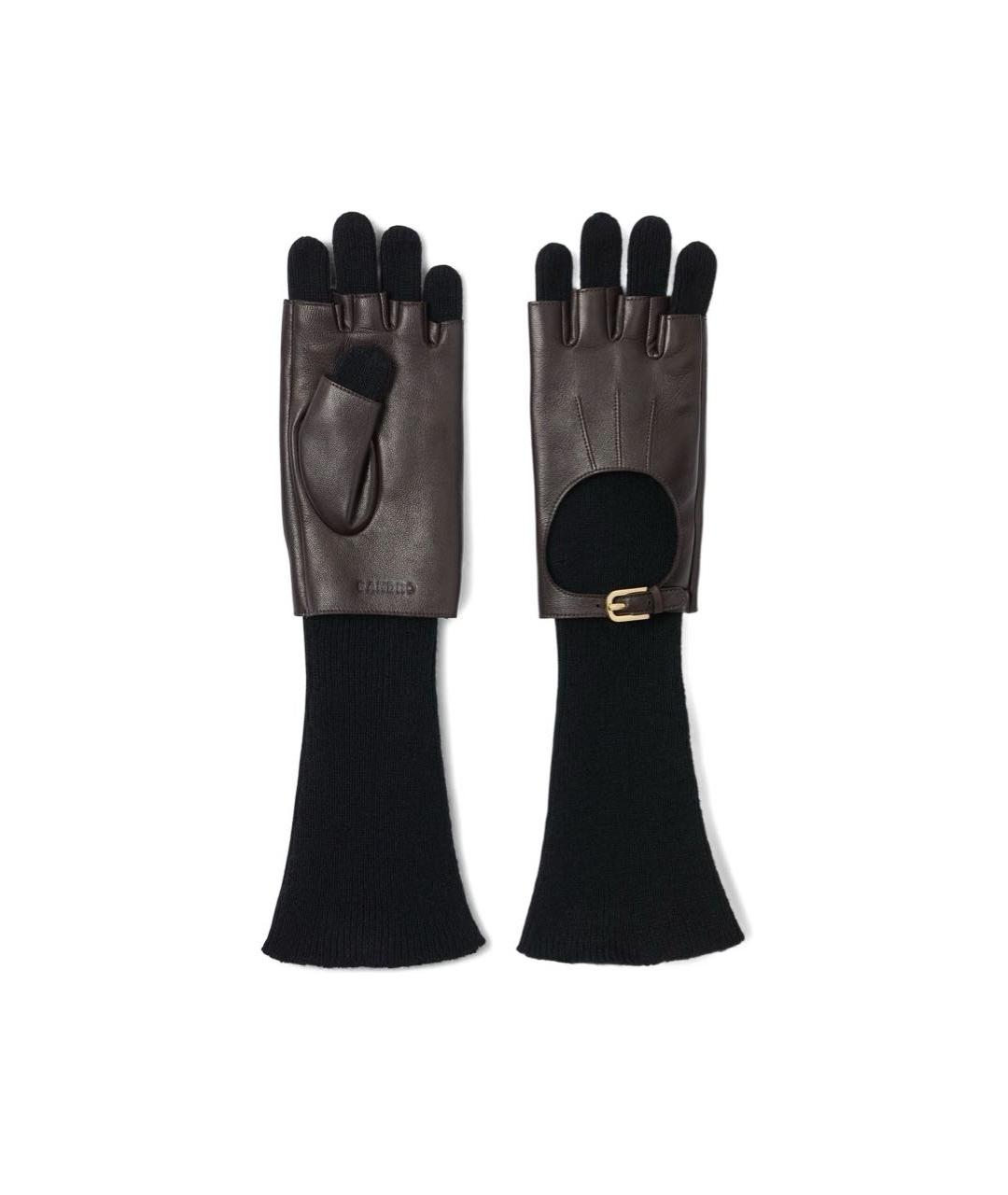 SANDRO Коричневые кожаные перчатки, фото 1