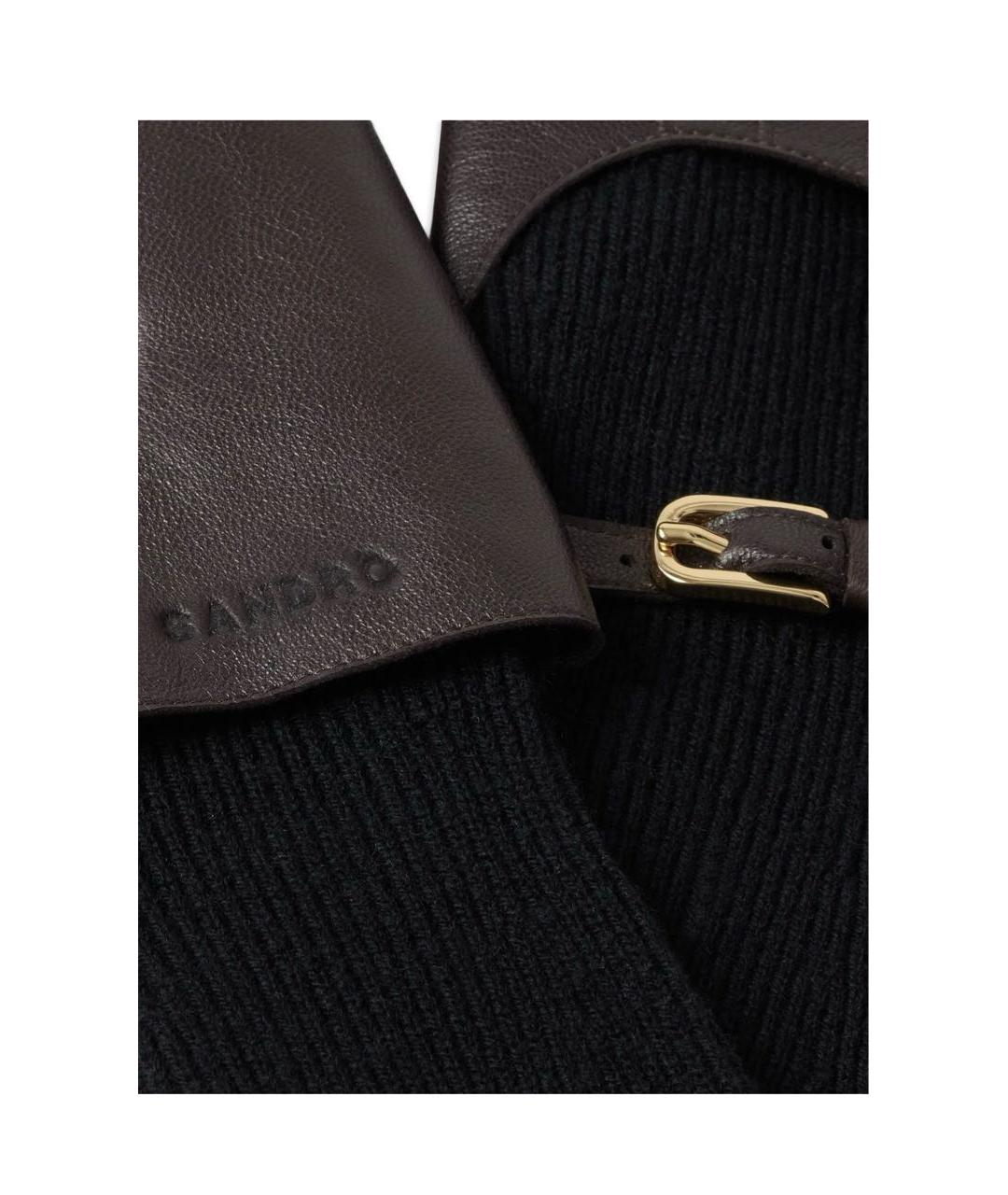 SANDRO Коричневые кожаные перчатки, фото 3