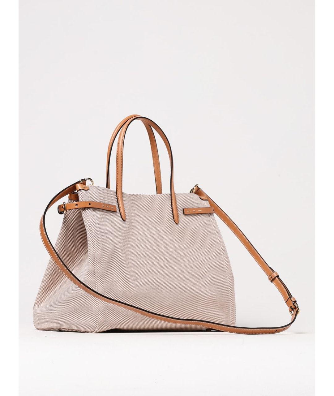 VALENTINO Бежевая тканевая сумка тоут, фото 3