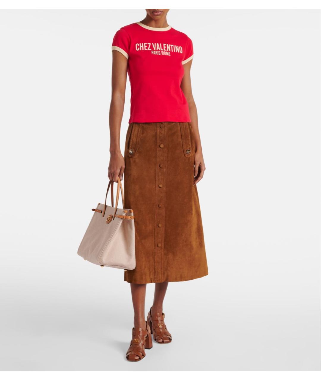 VALENTINO Бежевая тканевая сумка тоут, фото 6