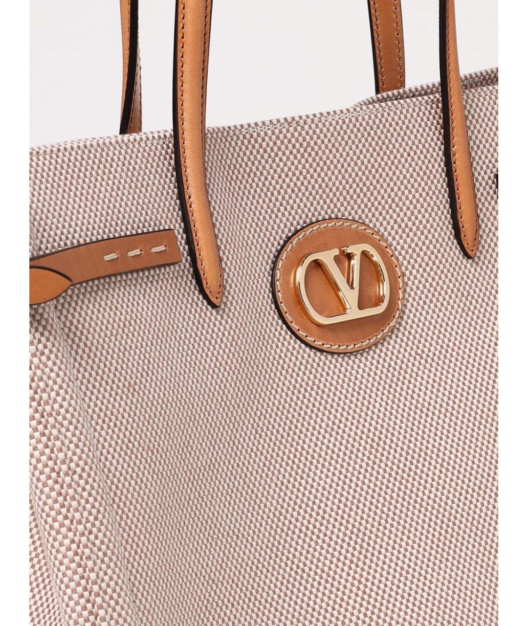 VALENTINO Бежевая тканевая сумка тоут, фото 4