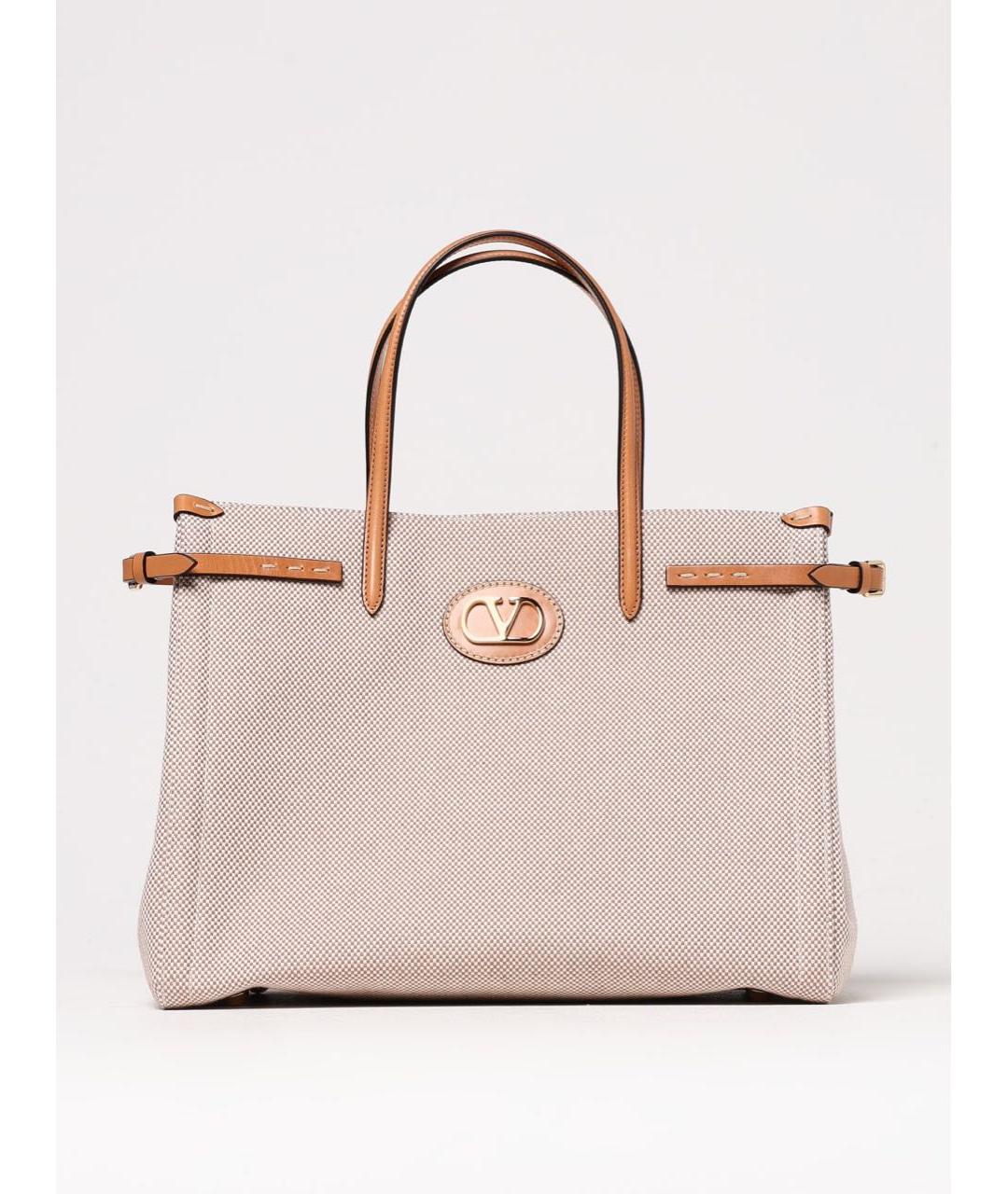 VALENTINO Бежевая тканевая сумка тоут, фото 9
