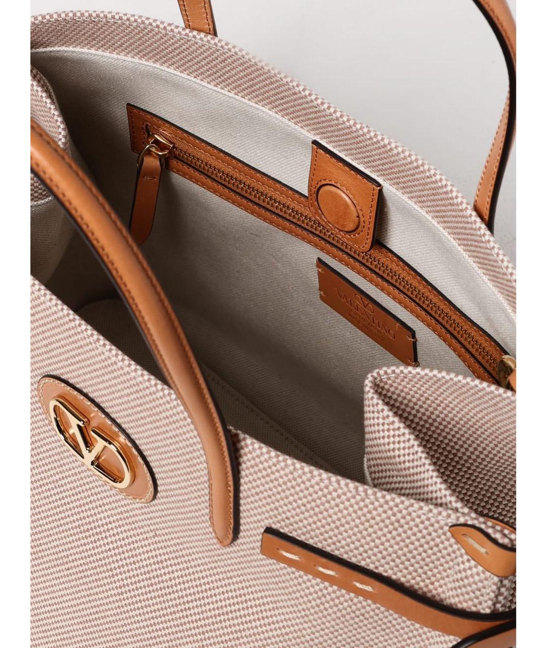 VALENTINO Бежевая тканевая сумка тоут, фото 5