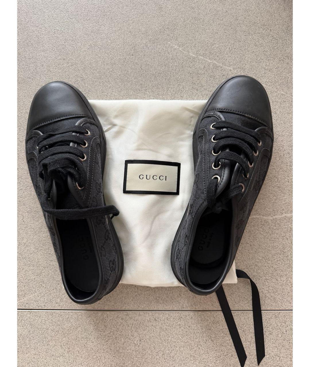 GUCCI Черные текстильные кеды, фото 2