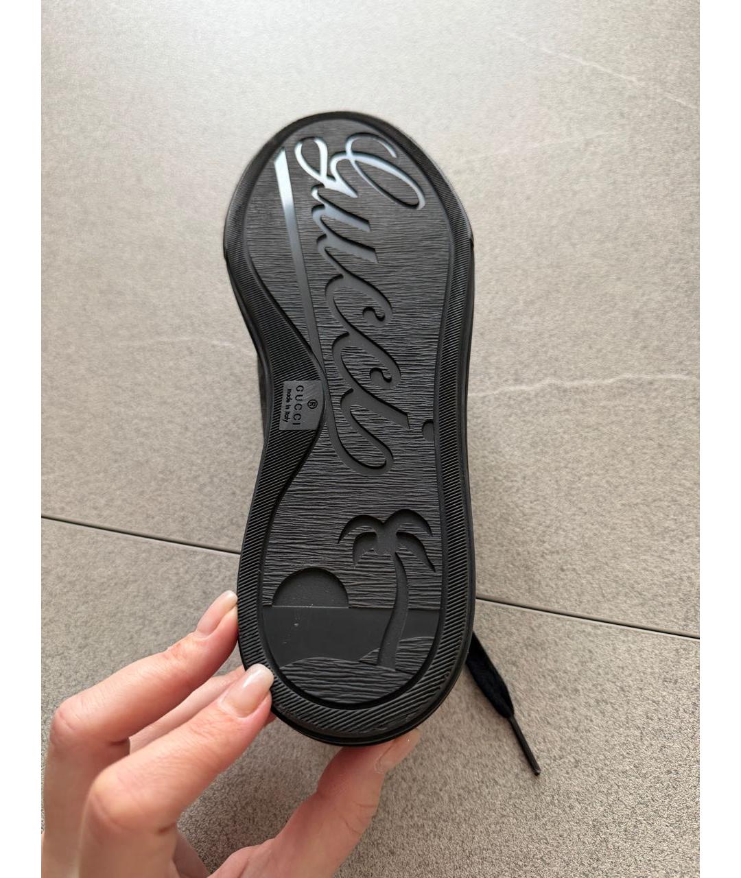 GUCCI Черные текстильные кеды, фото 4