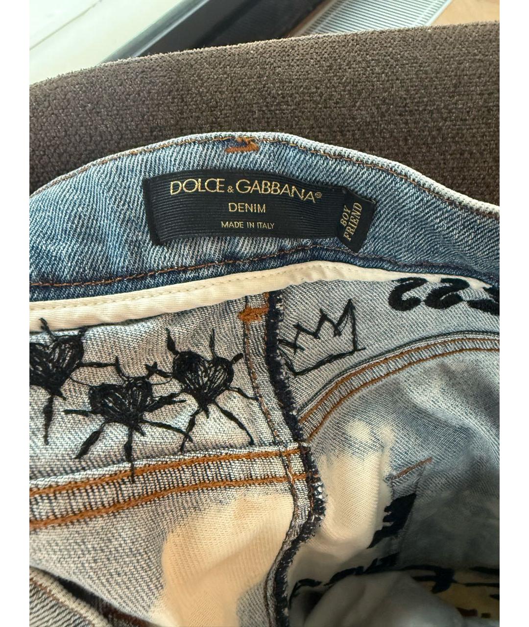 DOLCE&GABBANA Голубые хлопковые прямые джинсы, фото 3