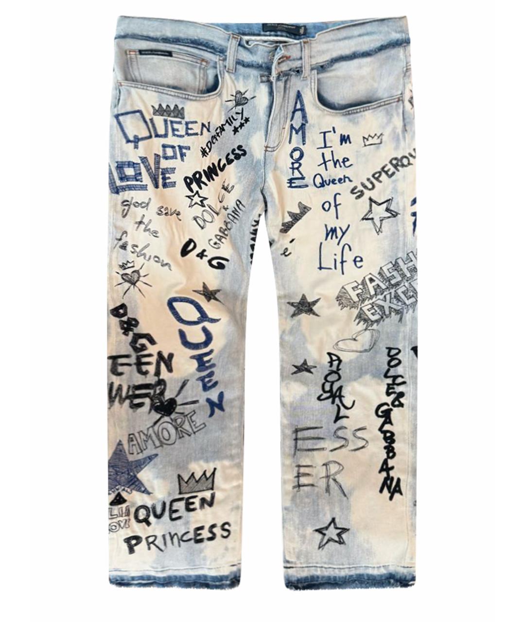 DOLCE&GABBANA Голубые хлопковые прямые джинсы, фото 1