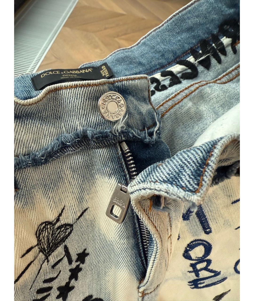 DOLCE&GABBANA Голубые хлопковые прямые джинсы, фото 6